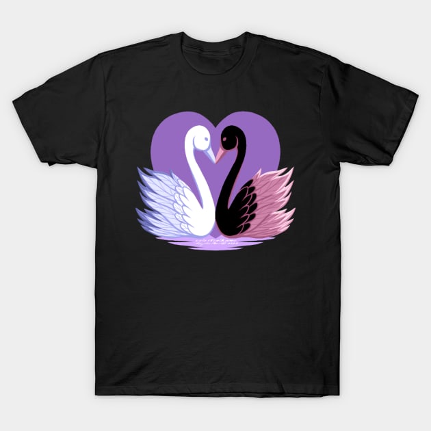 Heart Loving Swans T-Shirt by CelestialKame